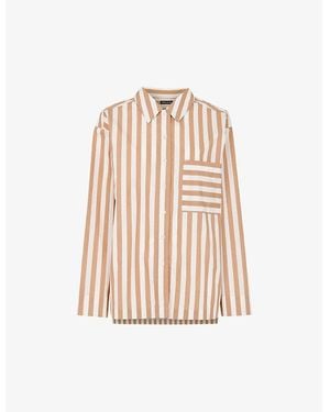 Whistles Stripe-Print Relaxed-Fit Cotton Pyjama Shirt - Natural