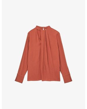 Reiss Marta Drape-Detail Woven Blouse - Red