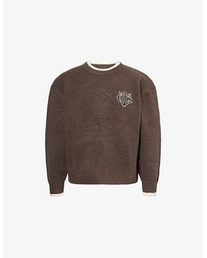 The Couture Club Emblem Crewneck Knitted Sweater - Brown