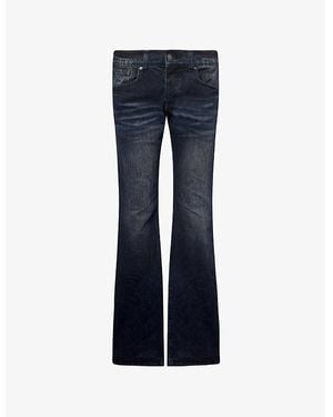 Jaded London Creased Drift Flared-Leg Denim Jeans - Blue