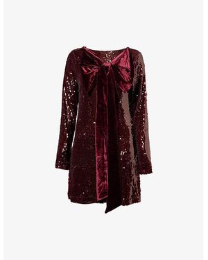 Pretty Lavish Brioni Sequin Stretch-Woven Mini Dress - Red