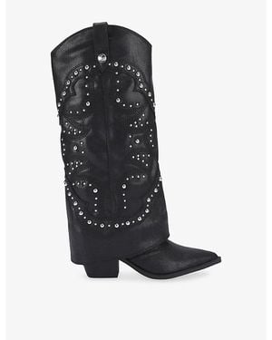 Steve Madden Stagecoach Leather Boots - Black