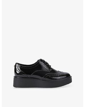 Carvela Kurt Geiger Strada Faux Patent-Leather Platform Brogues - Black