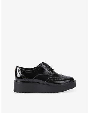 Carvela Kurt Geiger Strada Faux Patent-Leather Platform Brogues - Black