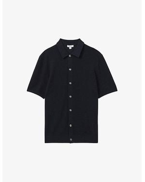 Reiss Bravo Textured Cotton And Modal-Blend Shirt - Blue