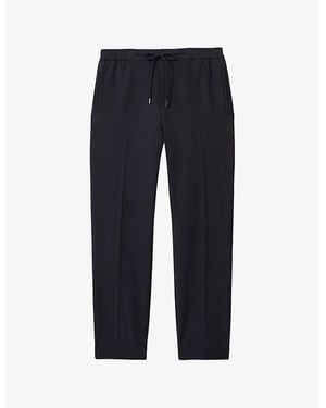 Reiss Roy Contrast-Piping Relaxed-Fit Stretch-Jersey Trousers - Blue