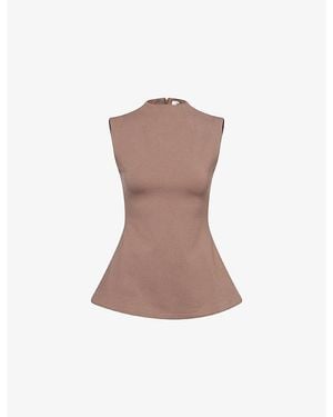 Odd Muse Sleeveless High-Neck Compact-Jersey Top - Brown