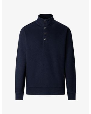 Hackett Travel Half-Placket Cotton-Twill Jersey Sweatshirt - Blue