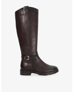 Dune Tabbey Leather Knee-High Boots - Brown