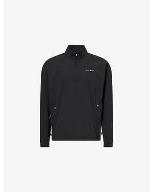 Malbon High-Neck Brand-Print Stretch-Woven Top - Black
