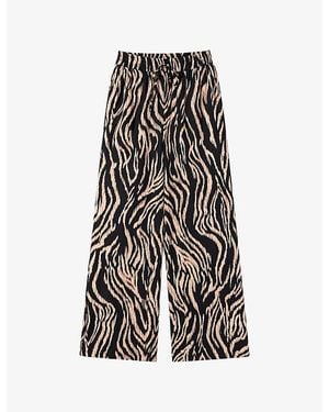 Ro&zo Zebra-Print Elasticated-Waist Woven Trousers - Black