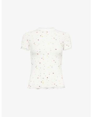 THE NAP CO Slim-Fit Ditsy Stretch-Jersey Pyjama Top - White