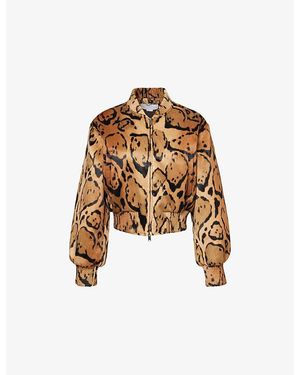 Stella McCartney Leopard-Pattern Velvet Bomber Jacket - Metallic
