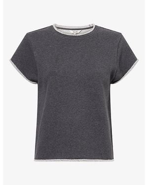 ME+EM Baby Tee Cropped Cotton Sweatshirt Top - Grey