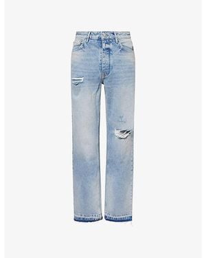Represent Heaton Distressed Straight-Leg Denim Jeans - Blue