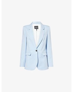 ME+EM Sharp Shoulder Cotton And Linen Jacket - Blue