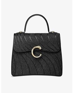 Cartier Panthère C De Leather Top-Handle Bag - Black