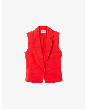 Claudie Pierlot Sleeveless Lapel-Collar Woven Blazer - Red