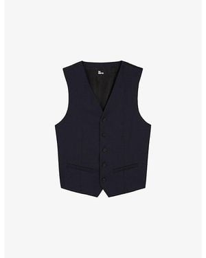 The Kooples Tailored V-Neck Wool Waistcoat - Blue