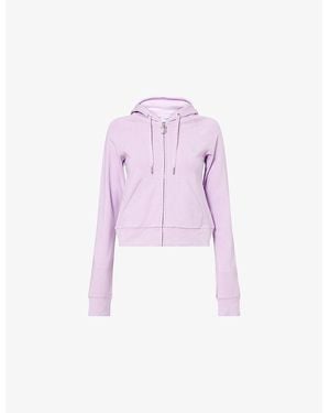 Juicy Couture Oola Rhinestone-Branding Stretch-Woven Hoody - Purple