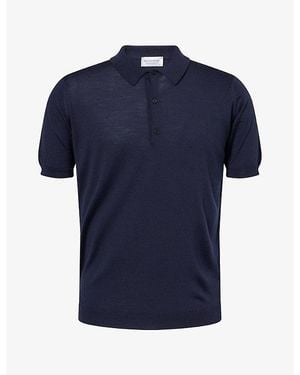 John Smedley Short-Sleeve Merino-Wool Polo Shirt - Blue