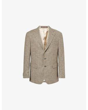 Oscar Jacobson Robert Single-Breasted Silk And Cotton Blazer - Natural