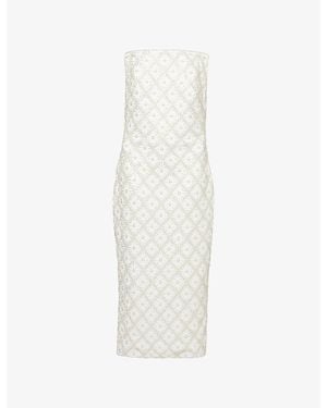 Nadine Merabi Larissa Bead-Embellished Woven Midi Dress - White