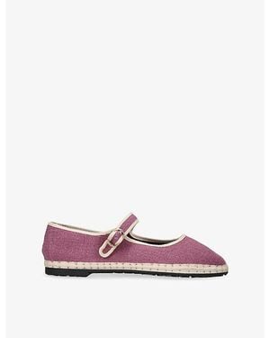 Flabelus Ariadna Linen Mary Jane Flats - Pink