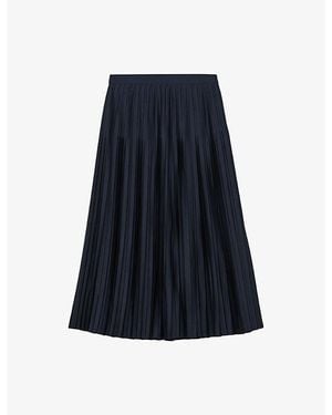 Reiss Savannah Pleated Satin Midi Skirt - Blue