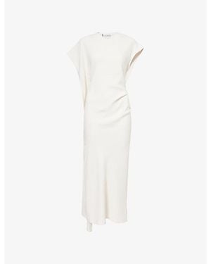 Victoria Beckham Victoria Draped Woven Midi Dress - White