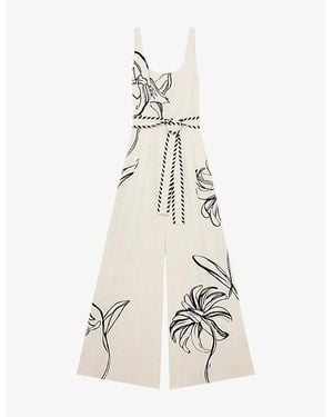 Reiss Nybg Kinsley Floral-Print Wide-Leg Woven Jumpsuit - White