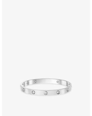 Cartier Love Classic Brushed 18Ct- And 0.42Ct Diamond Bracelet - White