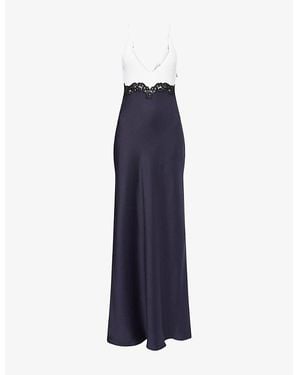 Gabriela Hearst Amaryllis Sleeveless Contrast Silk Maxi Dress - Blue
