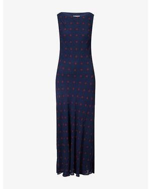 Reformation Prescott Polkadot Woven Maxi Dress - Blue
