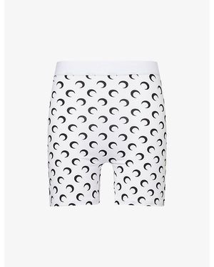 Marine Serre Moon Logo Stretch-Jersey Shorts - White