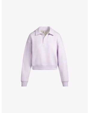 Skims Polo-Collar Regular-Fit Cotton-Blend Sweatshirt - Purple
