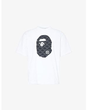 A Bathing Ape College Logo-Print Cotton T-Shirt - Blue