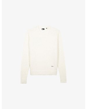 The Kooples Round-Neck Long-Sleeve Wool Jumper - White