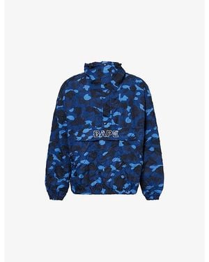 A Bathing Ape Camo-Print Hooded Shell Jacket - Blue