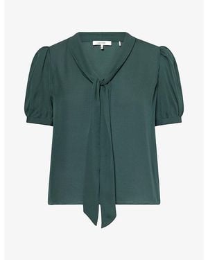 FRAME The Sonnet Short-Sleeve Silk Blouse - Green