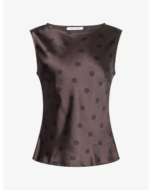 Samsøe & Samsøe Saagne Polka-Dot Satin Top - Brown