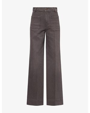 Victoria Beckham Alina Wide-Leg Cotton Denim Jeans - Grey