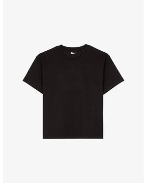 The Kooples Round-Neck Relaxed-Fit Cotton-Blend T-Shirt - Black