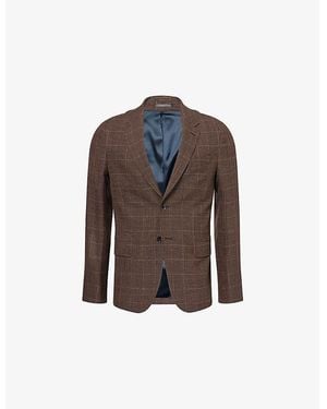 Paul Smith Checked Long-Sleeve Wool Blend Jacket - Brown