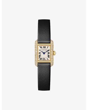 Cartier Tank Louis Mini Model- Diamond And Leather Quartz Watch - Multicolour