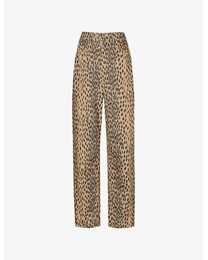 Whistles Animal-Spot Barrel-Leg Denim Jeans - Natural