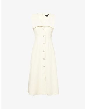 Sister Jane Birdie Wide-Collar Stretch-Woven Midi Dress - White