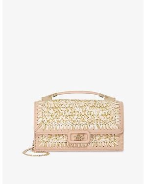 Dune Skilled Metallic-Raffia And Faux-Leather Top-Handle Bag - Natural