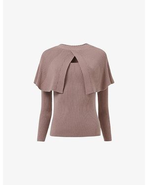 eem Ribbed Cape-Detail Knitted Jumper - Pink