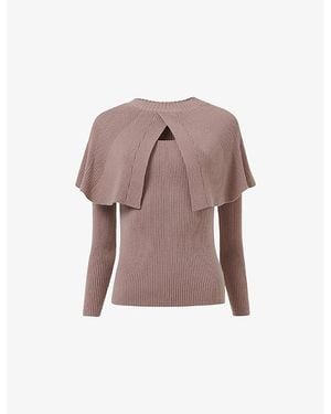 eem Ribbed Cape-Detail Knitted Jumper - Pink